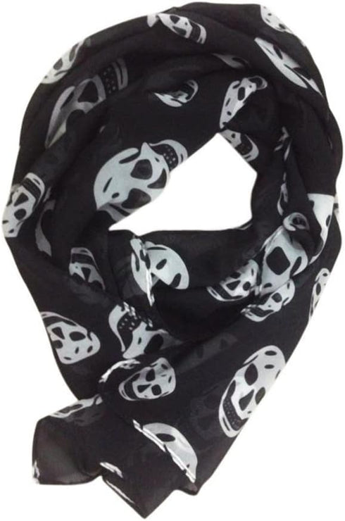 Wakauto Ladies Tulle Skull Pattern Printed Scarf Comfortable Long Style Fashion Soft Scarf Shawl Lady Girl 150 * 50cm...