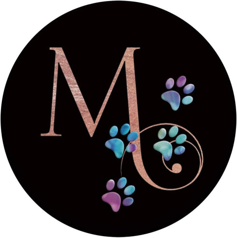 Pink Monogram Letter M Cat Dog Rainbow Paw PopSockets Adhesive PopGrip...