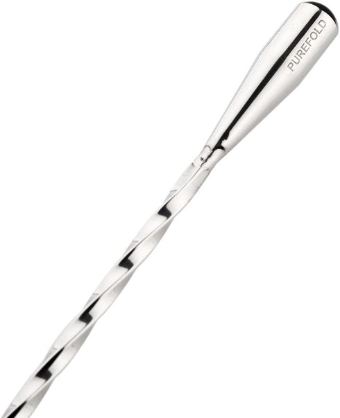 Purefold 15.7/12 Inches Bar Cocktail Spoons Set, Stainless Steel Spiral Pattern Cocktail Shaker Cocktail Mixing Spoon...
