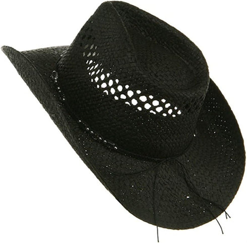 MG Womens Straw Outback Toyo Cowboy Hat, Black...