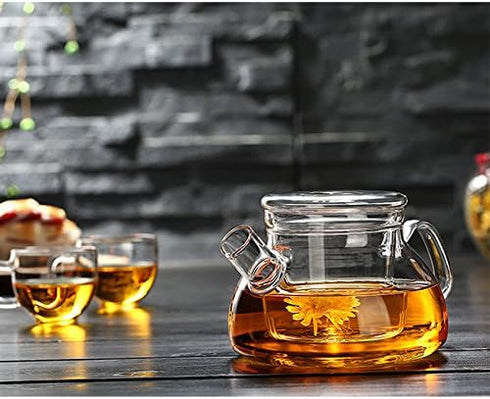 Glass Teapot With Infuser,Teapot With Strainer For Loose Tea,Safe On Stovetop, Nordic Pot With Glass Infuser And Glass Lid(Nordic Pot 600ML/21oz)...