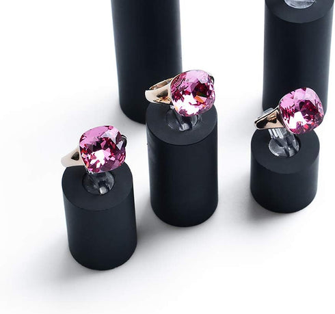 Black Acrylic Ring Display Stand 7 Piece Acrylic Cylinder Ring Display Organizer...