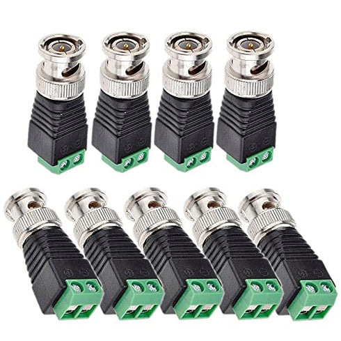 BNC Male Balun Connector 28 Pcs Coaxial Cat5 to BNC Male Connector and BNC to 2 Screw Camera Terminal Male Adpater for CCTV Surveillance Video Cam...