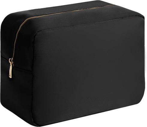 Travel Essentials Extral Large Makeup Bag Travel Cosmetic Pouch Toiletry Bag for Women Men Nylon Bathroom Bag with Zipper Pocket (Black,XL)...