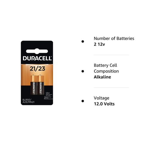 Duracell 12 Volt Alkaline Alarm Remote Battery MN21 / A23 2 Pack...