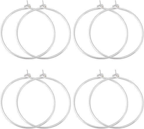 Beebeecraft 1 Box 8Pcs Beading Earring Hoops Sterling Silver Open Oval Round Wine Glass Charm Rings Earring Findings Supplies for Jewelry Making D...