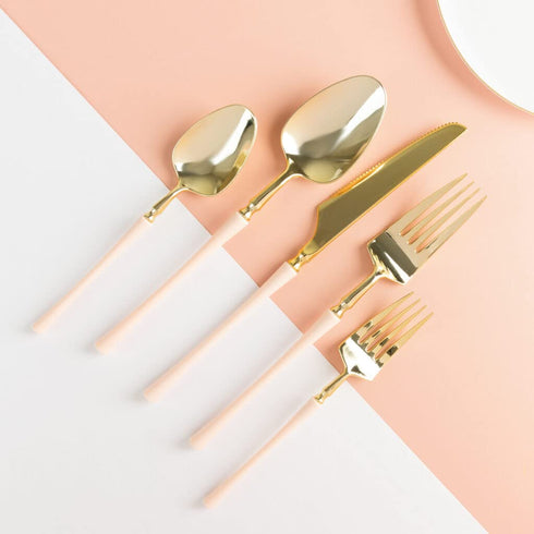Blue Sky Infinity Flatware Gold & Pink Teaspoons - 20 Count | Luxurious Disposable Plastic Cutlery for Parties and Events...