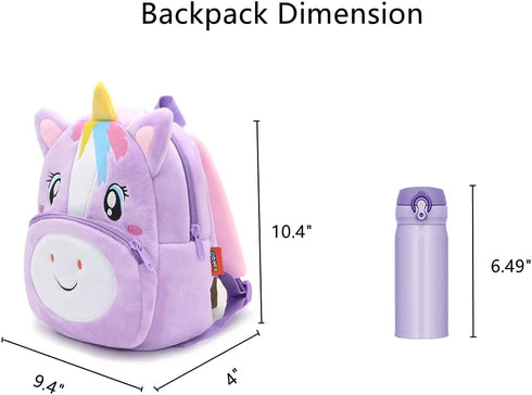 NICE CHOICE Cute Toddler Backpack Toddler Bag Plush Animal Cartoon Mini Travel Bag for Baby Girl Boy 2-6 Years(Puple Unicorn)...