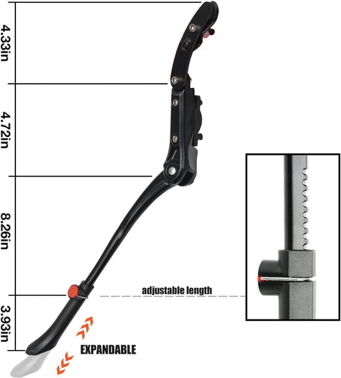 Bike Kickstand Adjustable Aluminium Alloy Bicycle Kickstand Bike Side Kickstand Fit for 22" 24" 26" 28" Mountain Bike/700 Road Bike/BMX/MTB (Three...