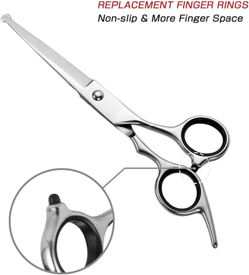 Chibuy Dog Grooming Scissors with Safety Round Tips, 4CR Stainless Steel Heavy-duty titanium coated Professional Pet Grooming Scissors for Dogs, C...