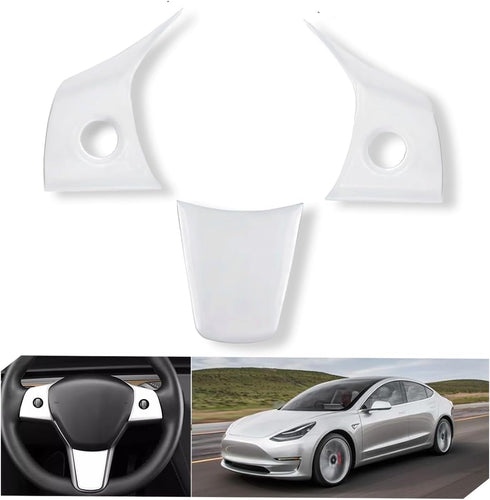 Tesla Interior Decoration Protection Patch, Suitable for Model Y/3 Steering Wheel Button Decoration Patch (Matt Withe)...