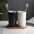 Striped Ceramic Toothbrush Cup, Couple Toothbrush Cup, 10.5 oz Simple Toothbrush Cup, Drinking Cup, Tea Cup (White)...