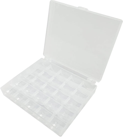 Wennuo Sewing Machine Bobbins Box, 25 Slots Empty Bobbins Spools Box, Sewing Craft Plastic Case Storage Box for Sewing Machine 1 Pack (25 Slots)...