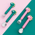 Baby Forks and Spoons Set Baby Training Utensils Self Feeding Toddler Silverware Silicone and Stainless Steel Kids and Toddler Utensil (Green Dino...