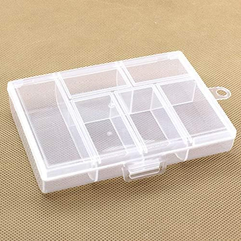 4 Pack Mini Clear Plastic Jewelry Box,6 Grid Small Craft Storage bead organizer with Hanging Design...