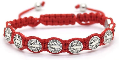 Fuqimanman2020 6pcs Saint Benedict Medal on Adjustable Cord Wrist Bracelet Set Cross Mary Virgin Saint Jude for Women Men Evil Protection Prayer R...