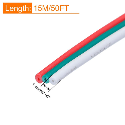 MECCANIXITY 24 Gauge 3 Conductor Electrical Wire Tinned Copper Cable 49FT Flexible Stranded Hook-up Wire for LED Strips Lamps Residential Wiring C...