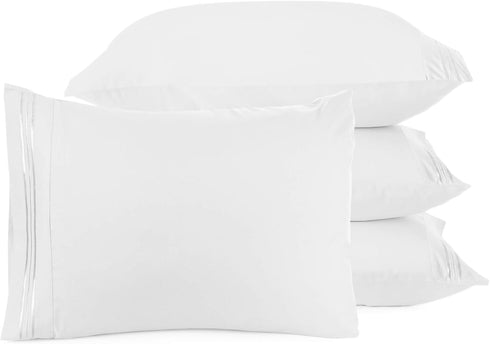 Clara Clark Pillow Cases Queen - Ultra Soft Pillow Cover, Lightweight Microfiber Pillow Cases Set of 4 - Envelope Closure Pillowcases, White....