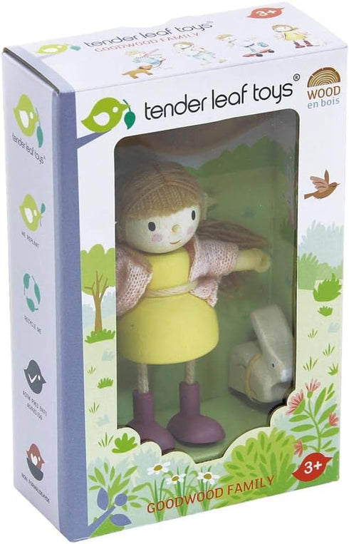 Tender Leaf Toys - The Goodwood Family - Wooden Miniatures Flexible Doll, Multicultural Action Figure for Dollhouse - Encourage Creative and Imagi...