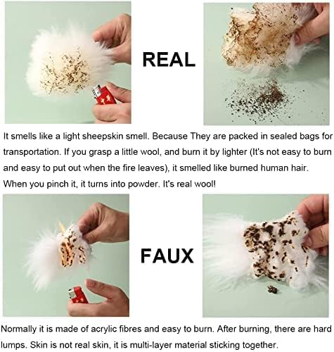 Australian Genuine Sheepskin Car Steering Wheel Cover Fluffy Natural Wool Steering Wheel Protector Warm Winter Anti-Slip Universal Fit 13.5-16.5 i...
