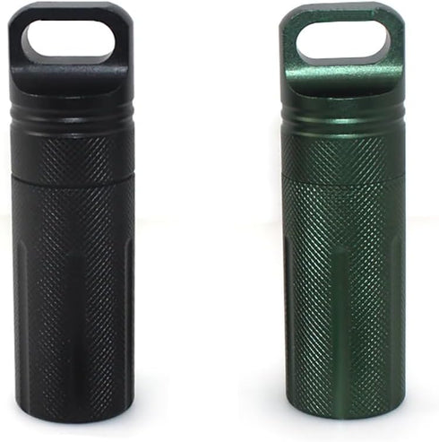 SENHAI Air-Tight EDC Accessory Case Waterproof Pill Capsule Fob Bottle, 2 Pack Aluminum Outdoor Dry Containers Match Seal Storage Case, with 2 Loc...