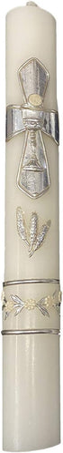 Lito First Communion Candle Set for Boys - White Silver Cross Candle Set Kit for Holy 1st Communion - (English)...