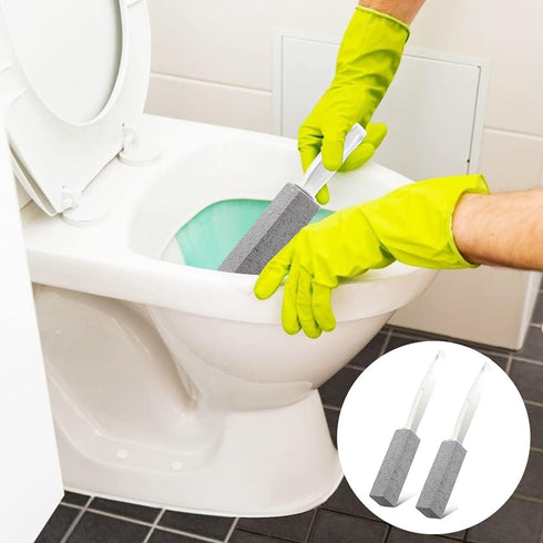 2 Pack Toilet Cleaner Hard Water Build up Remover with Ergonomic Handle, Toilet Bowl Stain Ring Remover, Pumice Cleaning Stone with Handle for Kit...