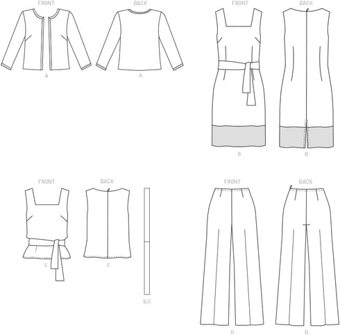 Butterick Misses' Jacket, Sash, Top, Pants and Dress Sewing Pattern Kit, Design Code B6882, Sizes 8-10-12-14-16...