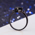 Hsitgexf Black Gold Plated Heart & Blue Round CZ Cubic Zirconia Promise Statement Ring,Women's Fashion 3-Stone Wedding Engagement Ring (US size 9)...
