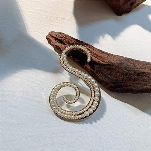 Gold Simulated Pearl Initial Letter Alphabet Brooches Pin Women Gifts Jewelry...