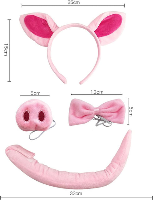 Dzrige Pig Costume Set Pig Ears Headband Bow Tie Nose and Tail Accessory Kit for Halloween Birthday Carnival Costume Party Dress Up Play...