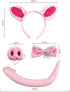 Dzrige Pig Costume Set Pig Ears Headband Bow Tie Nose and Tail Accessory Kit for Halloween Birthday Carnival Costume Party Dress Up Play...