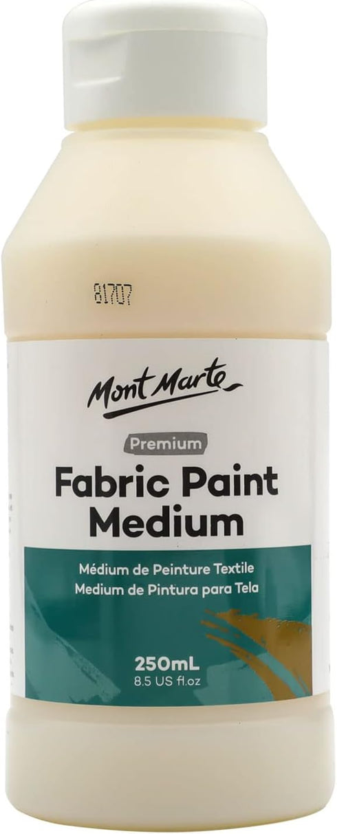 Mont Marte Fabric Paint Medium Premium (8.5 US fl.oz), Textile Medium For Fabric Painting, Easy to Use, Prevents Flaking, Ideal for Clothes and Fa...