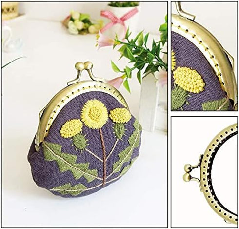 Beginner Embroidery Coin Purse kit, Simple Embroidery, Cross Stitch kit Suitable for Beginner Sewing Craft Friend Gift Bag (Yellow Flower)......