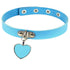 AKOAK Fashion Cool Rock Style Steampunk Punk Goth Heart-Shape Pendant Link PU Leather Collar Choker Necklace(Light Blue)...