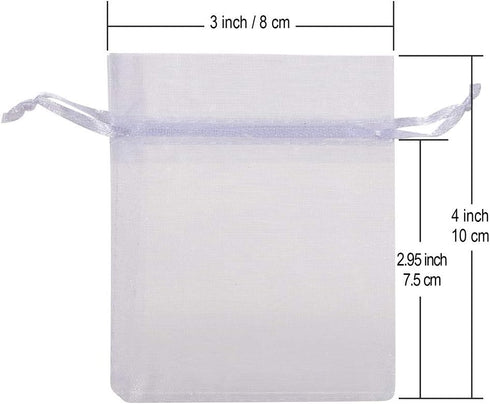 HRX Package 100pcs White Organza Jewelry Bags Drawstring 3 x 4 inch, Little Mesh Gift Pouches Mini Candy Bags for Small Presents Jewelry Earrings...