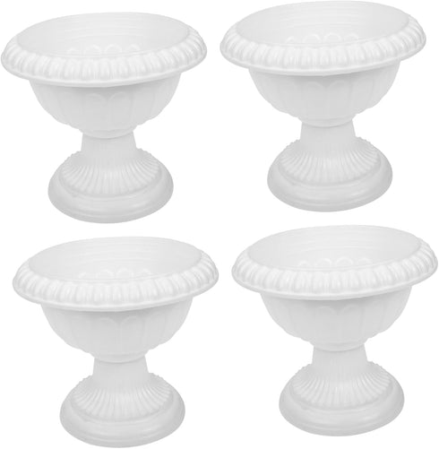 Amosfun 4pcs Roman Flower Pot Pedestal Planter Outdoor Planters Plastic Plants for Outdoors Grecian Urn Planter Flower Decor Plastic Plant Pot Ret...