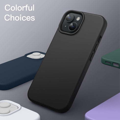 JETech Silicone Case for iPhone 14 6.1-Inch, Silky-Soft Touch Full-Body Protective Phone Case, Shockproof Cover with Microfiber Lining (Black)...