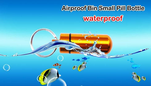 AKOAK 2 Pcs Colorful Round Aluminum Alloy Pill Bottle, Emergency Jar, Waterproof Outdoor Travel Portable Pill Bottle Key Chain (Purple)...