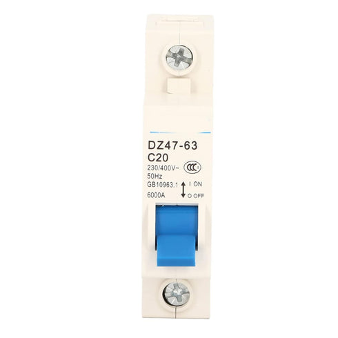 C20 1P Miniature Circuit Breaker, MCB DIN Rail Mounting Isolator 230V 400V 20A Low Voltage with Switch 6000A High Segment Capability, for Lighting...