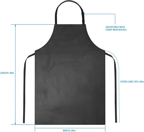 2 Pack Waterproof Rubber Vinyl Apron 40" Chef Aprons for Men Heavy Duty Chemical Work Apron Gifts for Dad Husband Fathers, Adjustable Bib Apron fo...