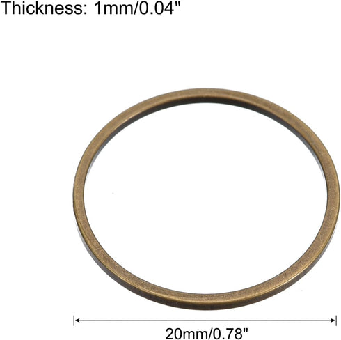 MECCANIXITY Round Earring Beading Hoop Rings, Circle Open Bezel Linking Ring 20mm/ 0.78" Bronze Earring Finding Link Ring for Jewelry Making, Pack...