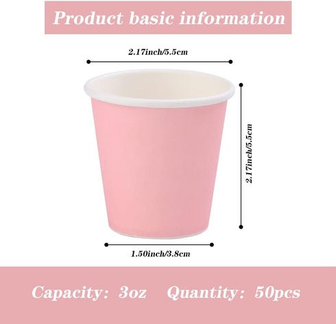 Bathroom Paper Cups 3oz 50 Count, Disposable Mouthwash Paper Cups, Pink Small Cup for Mouthwash Cups, Espresso Cups, Medicine Cups...