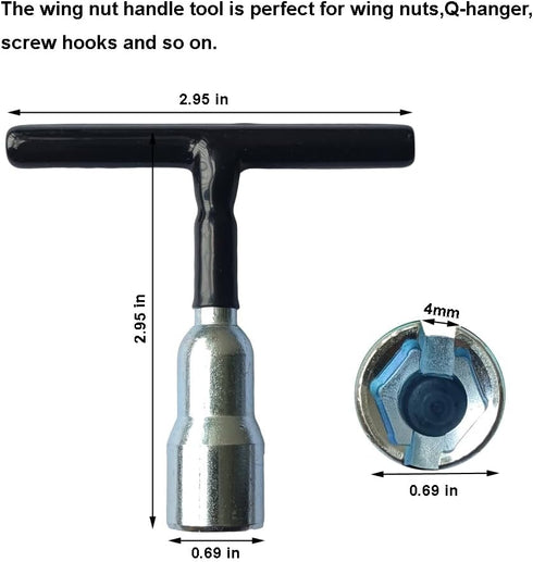 Wing Nut Hand Tool, T Handle Wing Nut Tightening Hand Tool, Wing Nut Driver for Eye Screws, C Hook Bolt, Q-Hanger,Screw Hooks and Wing Nuts...