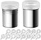 2 Pcs Stainless Steel Dredges and Powdered Shaker with 16 pcs Printing Molds Stencils, SENHAI Salt Pepper Coffee Cocoa Cinnamon Power Can with Hol...
