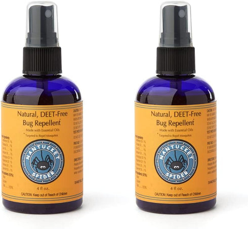 Nantucket Spider Original Natural Bug Spray for Adults and Kids 2 Pack | 4 oz Travel Size | Long-Lasting Protection Against Mosquitoes, Biting Fli...