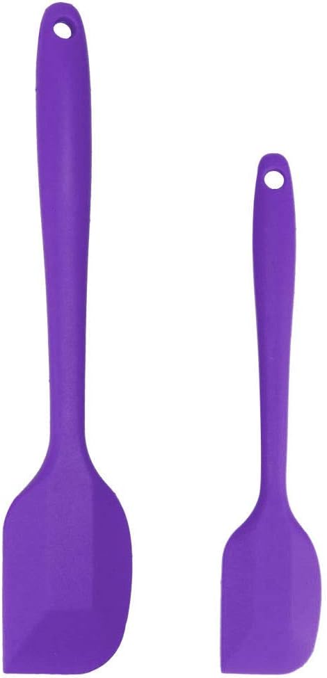 uxcell Silicone Spatula Set 2 Pcs Heat Resistant Kitchen Rubber Turner Non Stick Spatula for Cooking Baking and Mixing Purple...