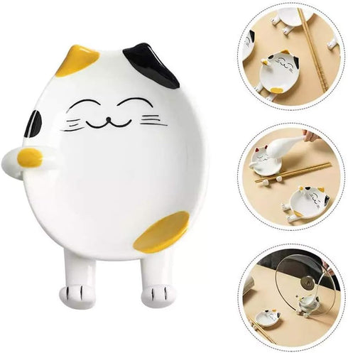 Ceramic Spoon Rest for Kitchen, Multifunctional Cute Cat Shape Cooking Utensil Holder Coffee Spoon Rest Pot Lid Rack Ladle Rest Spatula Utensil Re...