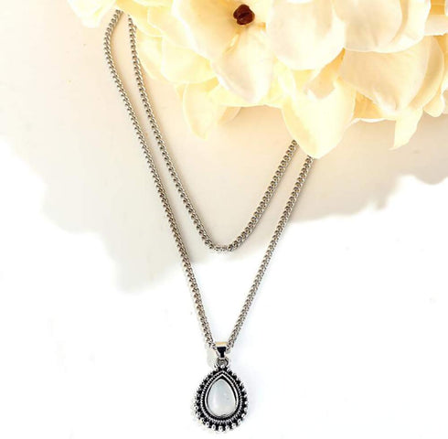 Aimimier Bohemia Layered Opal Choker Necklace Gemstone Necklace Teardrop Necklace Opal Gem Charm Pendant Necklace Gemstone Statement Jewelry for W...