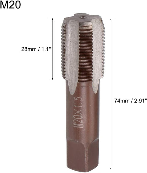 uxcell Metric Hand Tap M20 Thread 1.5 Pitch 4 Straight Flutes H2 Alloy Tool Steel Bottom & Taper Screw Tap Set Tapping Tools for Repairing 1 Pair...